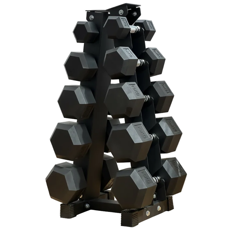 Per set / 5 - 25kg HEX Rubber Dumbbells